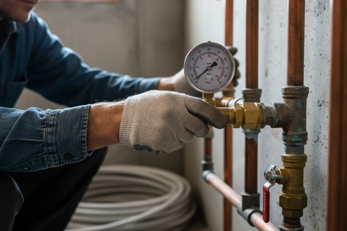 Pressure testing a repaired line during Water Line Repair in Hurlburt Field